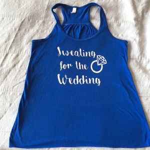 Blue bride tank top - sweating for the wedding